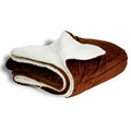 Micro Mink Sherpa Blanket 50"X60" (Embroidered)--Chocolate Brown ***FREE RUSH***